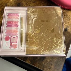 Journal gold pen pink 3 sticker sheets 96 inside sheets stationary set​